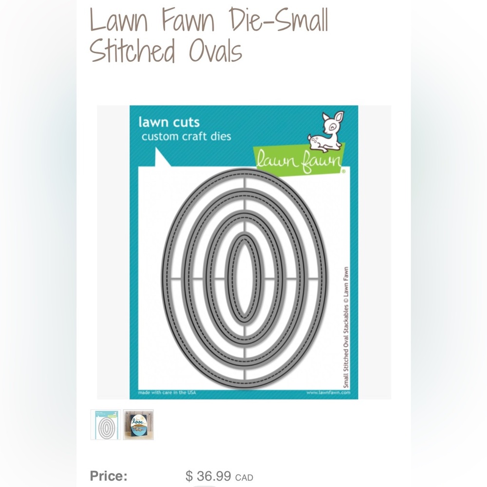Lawn Fawn dies - 4 pcs small stitched ovals stackable in clear storage case